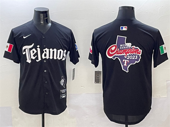 Men's Texas Rangers Team Big Logo Black Mexico 2025 Vapor Premier Limited Stitched Baseball Jersey Men's Texas Rangers Team Big Logo Black Mexico 2025 Vapor Premier Limited Stitched Baseball Jersey